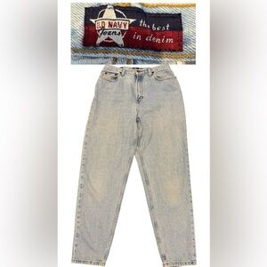 Old Navy Vintage 1990s Light Stone Wash High Rise Denim Tapered Mom Jean Sz 10